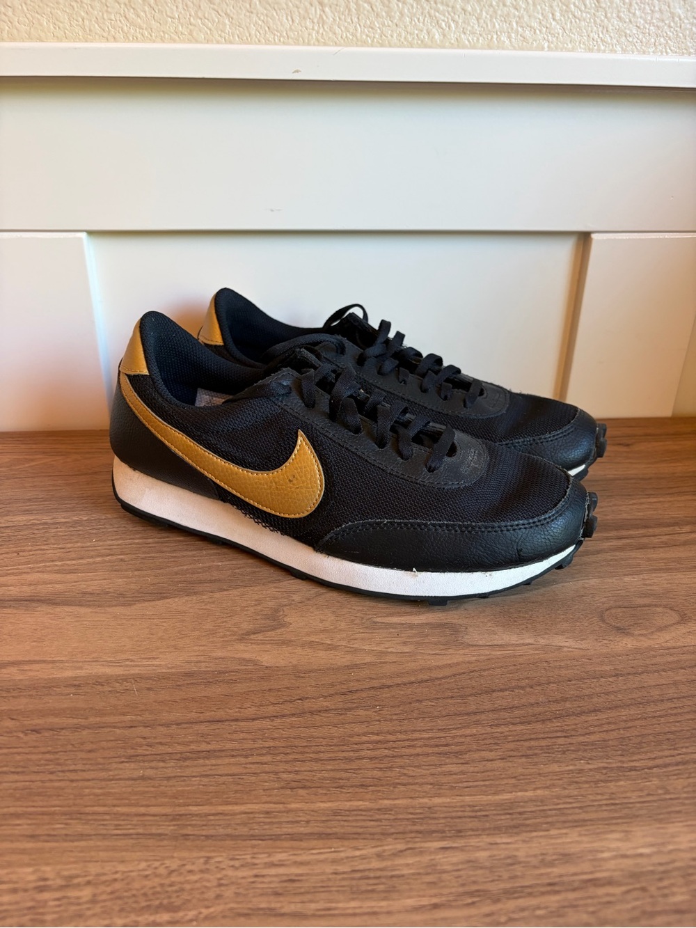 Nike Black with Gold Swoosh Retro Runner Sneakers - Picture 3 of 5